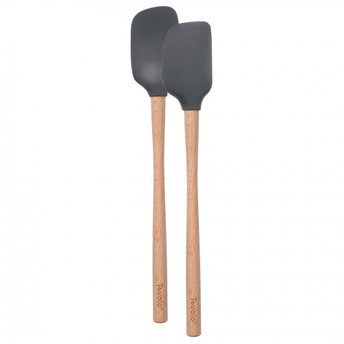 Tovolo Flex-Core Wood Handled Mini Spatual and Spoonula CHARCOAL