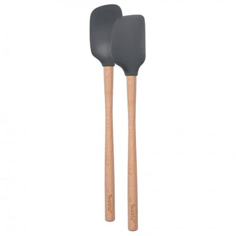 Tovolo Flex-Core Wood Handled Mini Spatual and Spoonula CHARCOAL