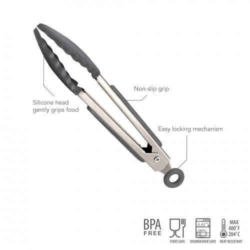 Tovolo Mini Silicone Tongs CHARCOAL