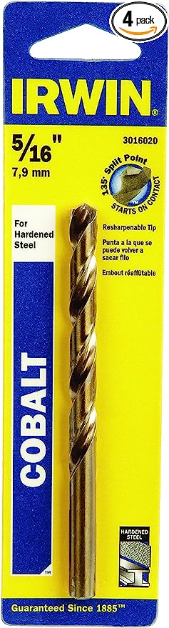 IRWIN INDUSTRIAL TOOL 5/16 X 4-1/2 HSS Jobber Length Cobalt Drill Bit 5/16IN