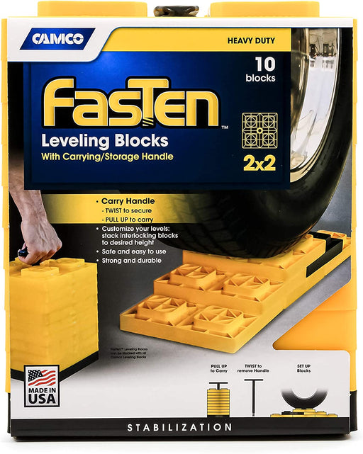 Camco FasTen Leveling Blocks with T-Handle 10PK