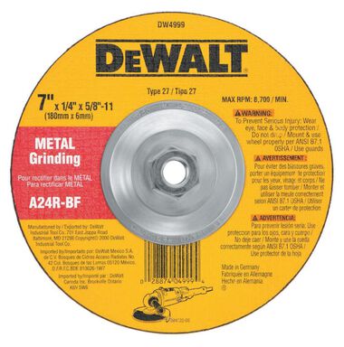 Dewalt 7 IN. x 1/4 IN. x 5/8 IN to 11 Depressed Center Metal Grinding Wheel / 5/8_11
