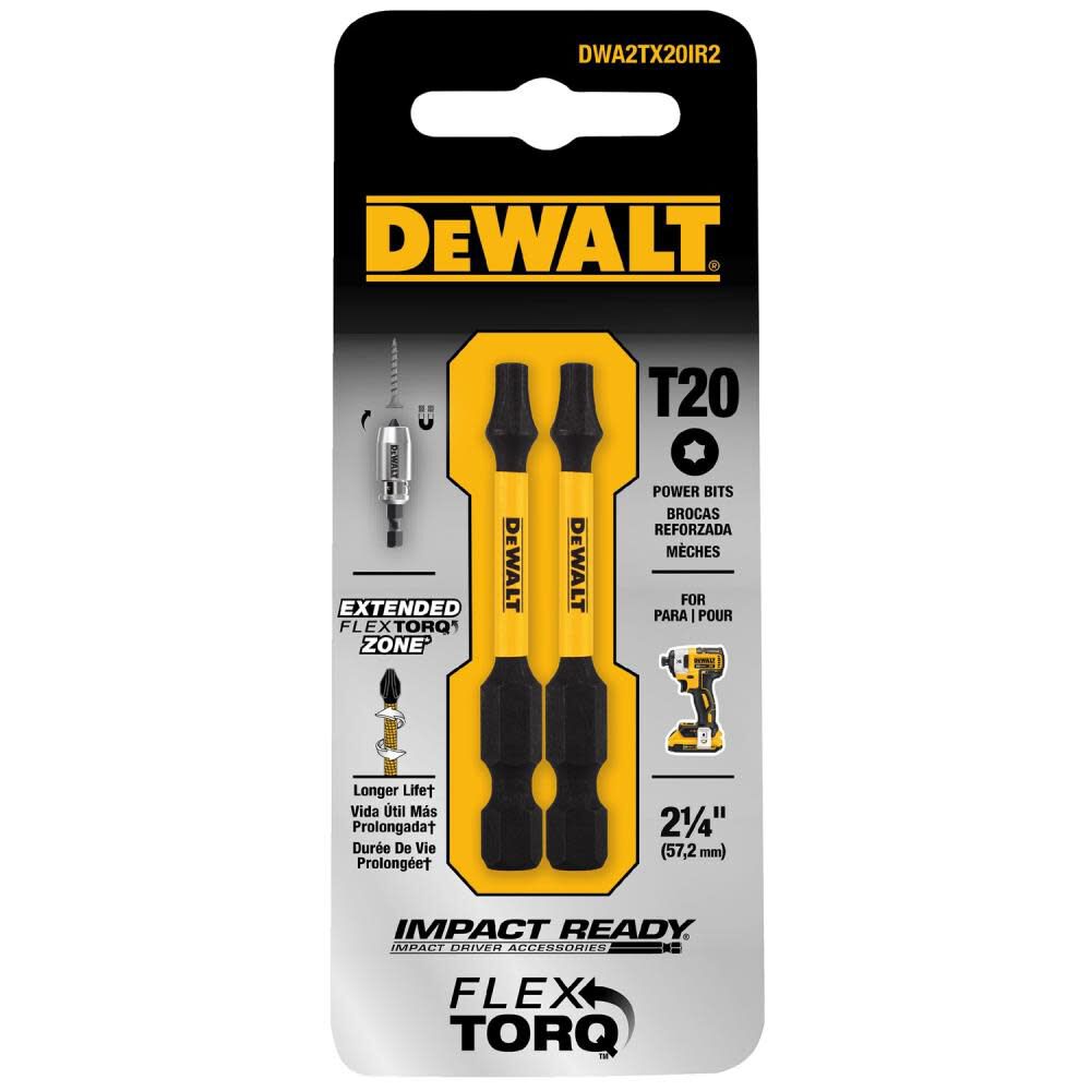 Dewalt FlexTorq Impact Ready Torx T20 X 2-1/4 IN. Screwdriver Bit - BLACK OXIDE - 2 PACK