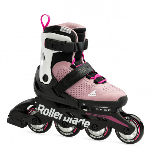 Rollerblade Microblade Kids Adjustable Fitness Inline Skate, Pink/White Pink/White