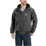 Carhartt Men's Full Swing Loose Fit Washed Duck Fleece-lined Active Jacket Gravel