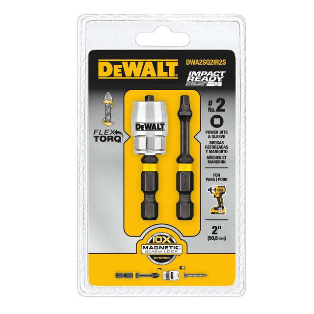 Dewalt FlexTorq Impact Ready Square No.2 X 2 IN. Screwdriver Bit w/ Sleeve - BLACK OXIDE - 2 PACK