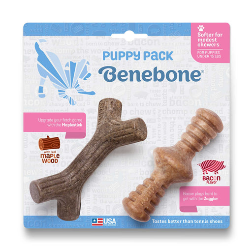 Benebone Maplestick/Bacon Zaggler for Puppy- Tiny, 2 pack