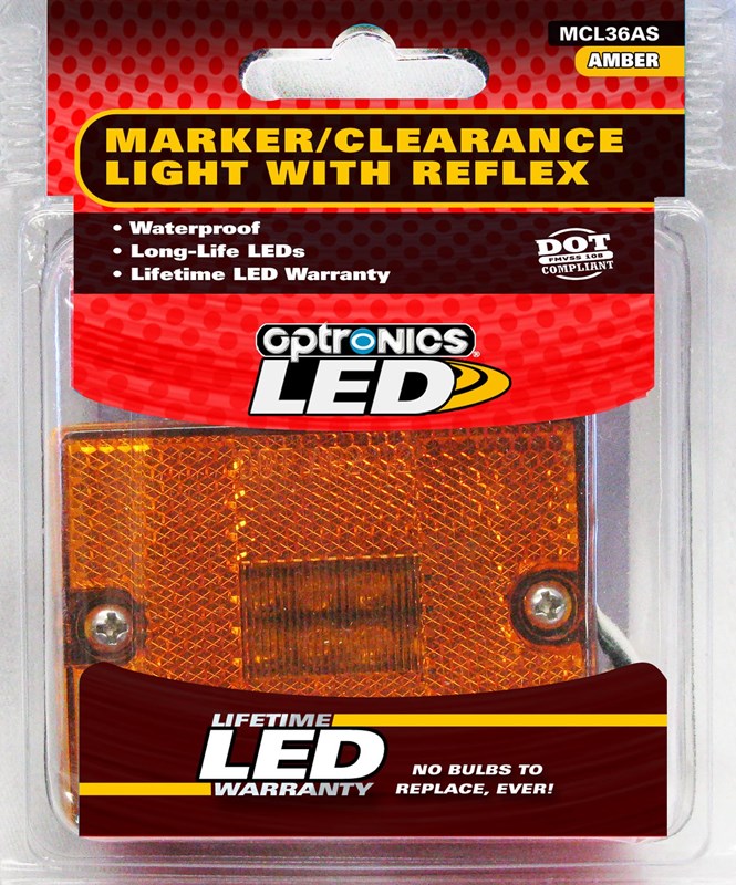 Optronics Yellow LED Stud-Mount Marker/Clearance Light with Reflex AMBER