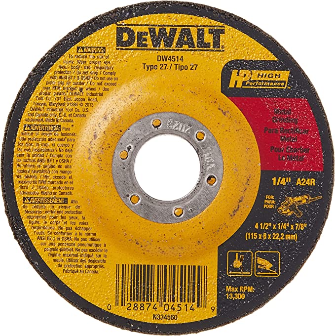 Dewalt 4-1/2in x 1/4in x 7/8in General Purpose Metal Grinding Wheel