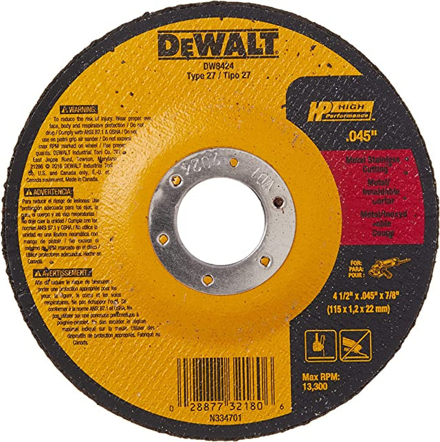 Dewalt 4-1/2in x .045in x 7/8in Thin Cutting Wheel THIN