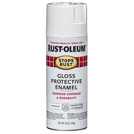 RUST-OLEUM 12 OZ Stops Rust Protective Enamel Spray Paint - Gloss Pure White WHITE