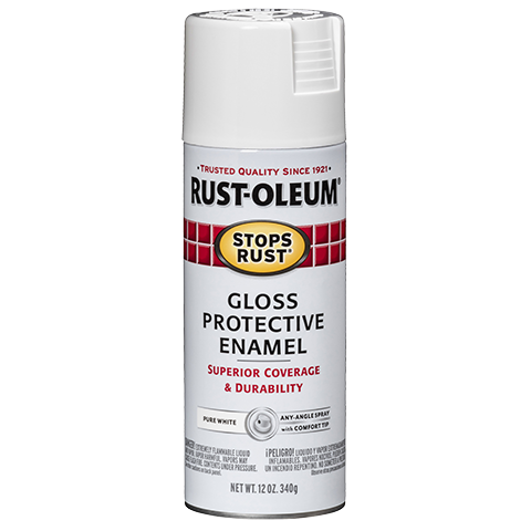 RUST-OLEUM 12 OZ Stops Rust Protective Enamel Spray Paint - Gloss Pure White WHITE 