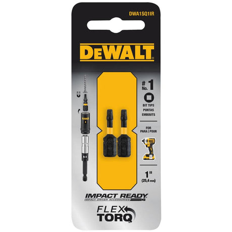 Dewalt FlexTorq Impact Ready Square No.1 X 1 IN. Screwdriver Bit - BLACK OXIDE - 2 PACK / SQ