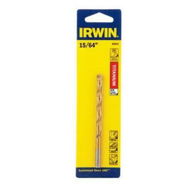 IRWIN INDUSTRIAL TOOL Titanium Nitride Coated HSS Jobber Length Bit 15/64 in.