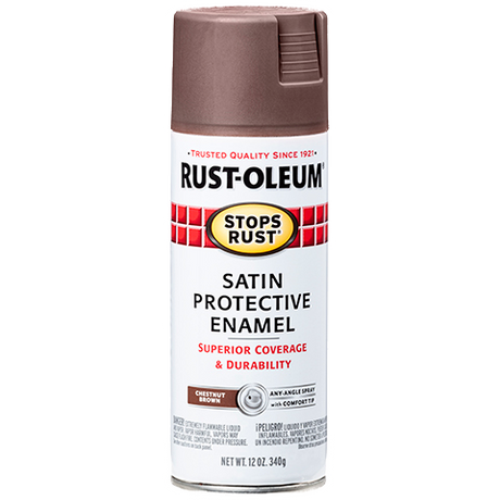 RUST-OLEUM 12 OZ Stops Rust Protective Enamel Spray Paint -Satin Chestnut Brown CHESTNUT_BROWN / SATIN