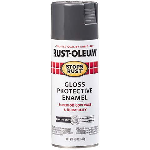 RUST-OLEUM 12 OZ Stops Rust Protective Enamel Spray Paint - Gloss Charcoal Gray CHARCOAL_GRAY / GLOSS