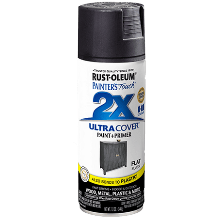 RUST-OLEUM 12 OZ Painter's Touch 2X Ultra Cover Flat Spray Paint - Flat Black BLACK