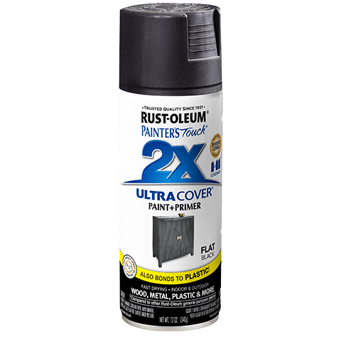 RUST-OLEUM 12 OZ Painter's Touch 2X Ultra Cover Flat Spray Paint - Flat Black BLACK