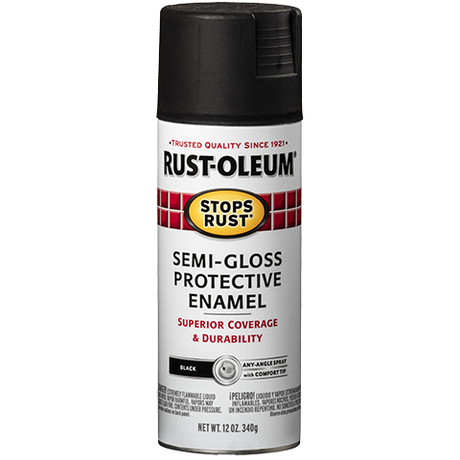 RUST-OLEUM 12 OZ Stops Rust Protective Enamel Spray Paint - Semi-Gloss Black BLACK