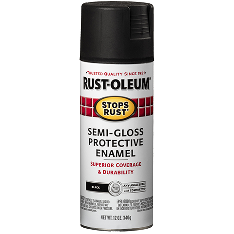 RUST-OLEUM 12 OZ Stops Rust Protective Enamel Spray Paint - Semi-Gloss Black BLACK