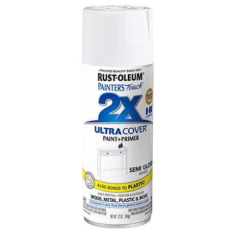 RUST-OLEUM 12 OZ Painter's Touch 2X Ultra Cover Semi-Gloss Spray Paint - Semi-Gloss White WHITE