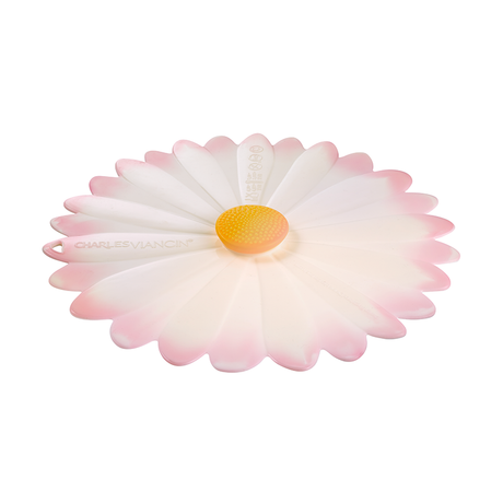 Charles Viancin White With Pink Silicone 9 Inch Daisy Lid WHITE_PINK