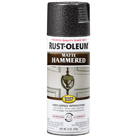 RUST-OLEUM 12 OZ Stops Rust Protective Enamel Spray Paint - Matte Hammered Black BLACK /  / MATTE