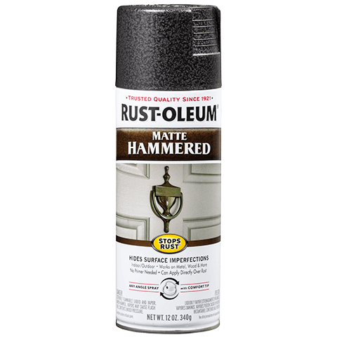 RUST-OLEUM 12 OZ Stops Rust Protective Enamel Spray Paint - Matte Hammered Black BLACK /  / MATTE