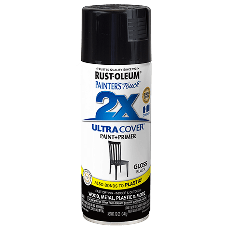 RUST-OLEUM 12 OZ Painter's Touch 2X Ultra Cover Gloss Spray Paint - Gloss Black BLACK