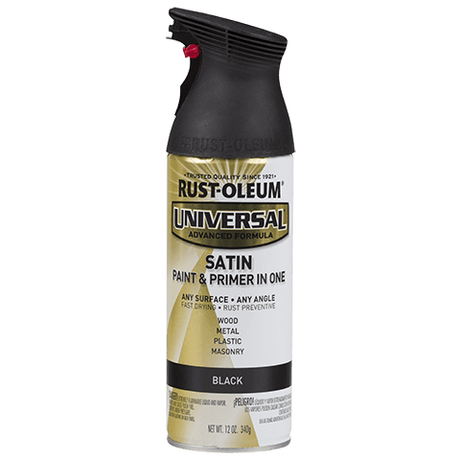 RUST-OLEUM 12 OZ Universal Satin Spray Paint - Black SATIN_BLACK