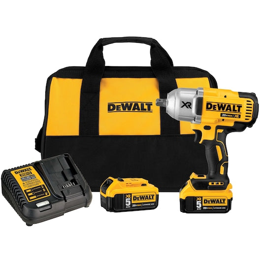 Dewalt 20V MAX XR High Torque 1/2 in. Impact Wrench w. Detent Pin Anvil Kit (5.0Ah)