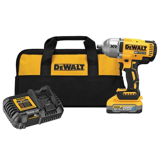 Dewalt 20V MAX XR Brushless Cordless ½ in. High Torque Impact Wrench with Hog Ring Anvil and POWERSTACK 5.0Ah Battery