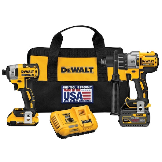 Dewalt 20V MAX Hammer Drill and Impact Driver Combo Kit with FLEXVOLT 20V/60V MAX Battery 20V