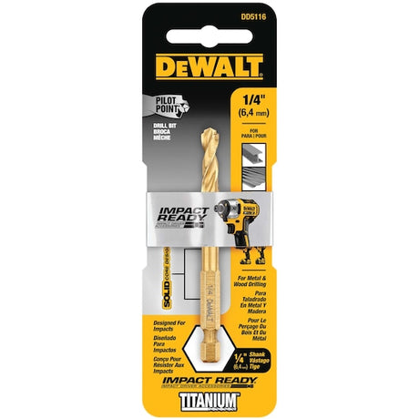 Dewalt 1/4 IN. IMPACT READY Titanium Nitride Coating Drill Bit