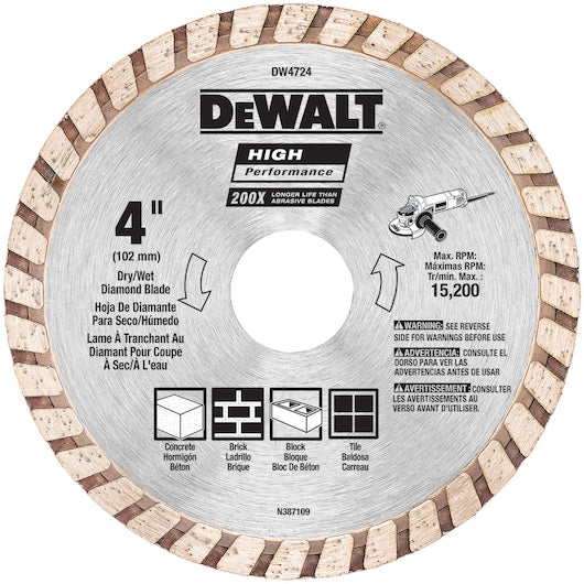 Dewalt 4 IN. High Performance Diamond Masonry Blade