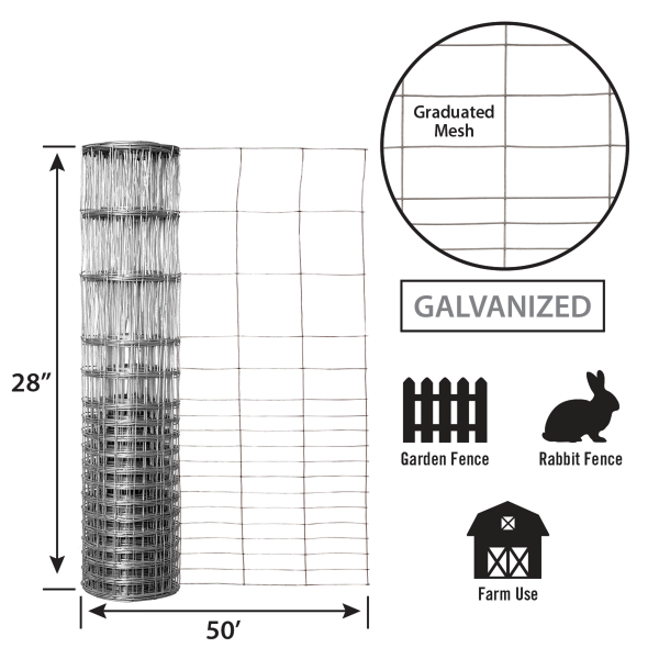 Garden Zone 28in x 50ft Galvanized Rabbit Guard 28INX50FT