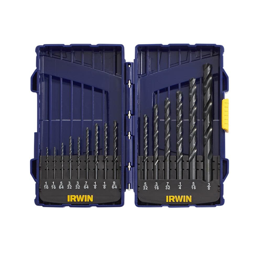 IRWIN INDUSTRIAL TOOL 15 Piece Black Oxide Drill Bit Set