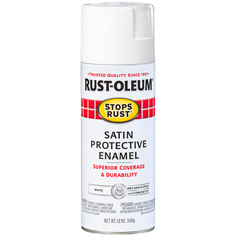 RUST-OLEUM 12 OZ Stops Rust Protective Enamel Spray Paint -Satin White WHITE