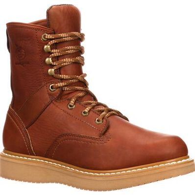 Georgia Boot Wedge Sole Lace-Up Work Boot, Mens BROWN