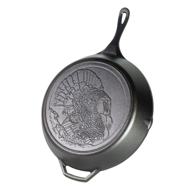 LODGE MANUFACTURING CAST IRON SKILLET WITH TURKEY SCENE TURKEY