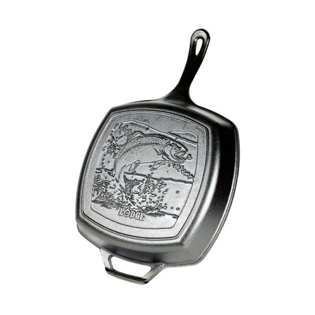 LODGE MANUFACTURING WILDLIFE SERIES SKILLET SQUARE FISH_LOGO