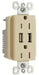 Pass & Seymour 15A 125V Duplex Outlet with 2 USB Chargers, Ivory