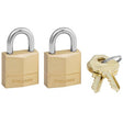 Master Lock Solid Body Padlock, Brass, 3/4in, 2 pack