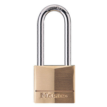 Master Lock Solid Body Padlock, Brass, 1-9/16in, 2in Shackle BRASS