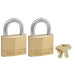 Master Lock Solid Body Padlock, Brass, 1-9/16in, 2 pack