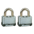 Master Lock Laminated Steel Warded Padlock, 1-1/2in Wide, 2 pack STEEL