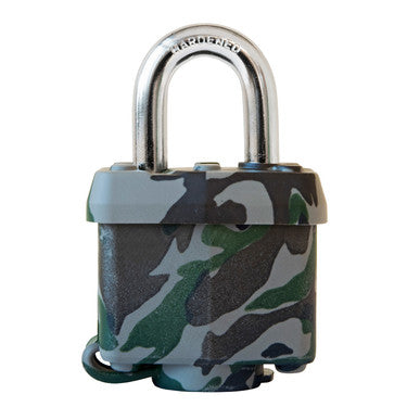 Master Lock Laminated Padlock, 1-9/16in, Covered, Camo