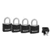 Master Lock Solid Body Padlock, Covered, 1-3/16in, 4 pack
