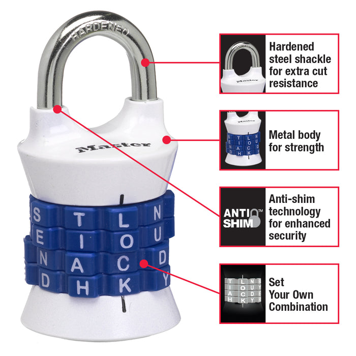 Master Lock Combination Lock, Set Your Own Word, Vertical