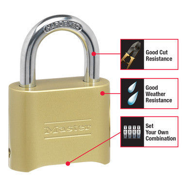 Master Lock Combination Lock, 2in, Resettable